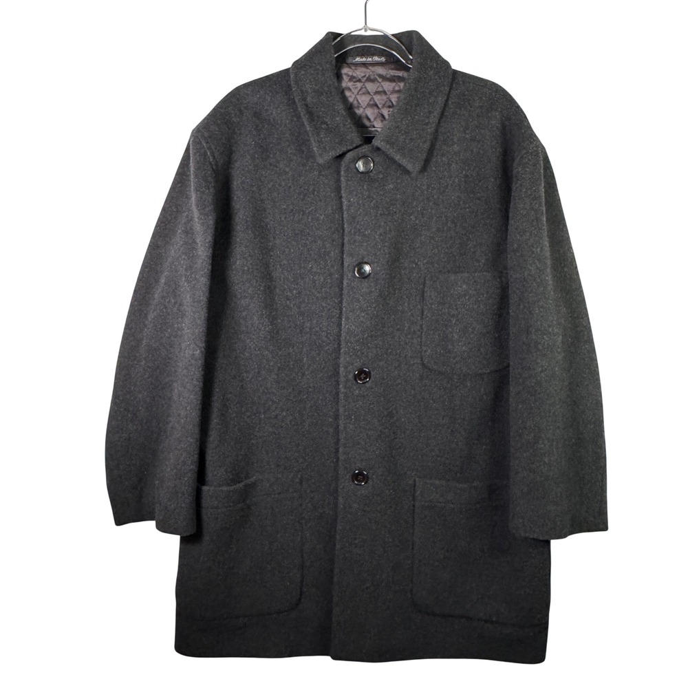 Oxford Shop Wool Car Coat Made Italy Charcoal Grey 42 Heavyweight Overcoat Vtg